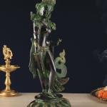 Pure Brass Tibetan Tara Devi Buddhist Goddess Idol | 15" Standing Statue | Black & Green Finish | Sacred Art | Traditional Collection | Jaipurio